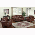 Brandon Sofa und zwei Sessel aus italienischem Vollnarbenleder in Distressed-Whiskey-Farbe