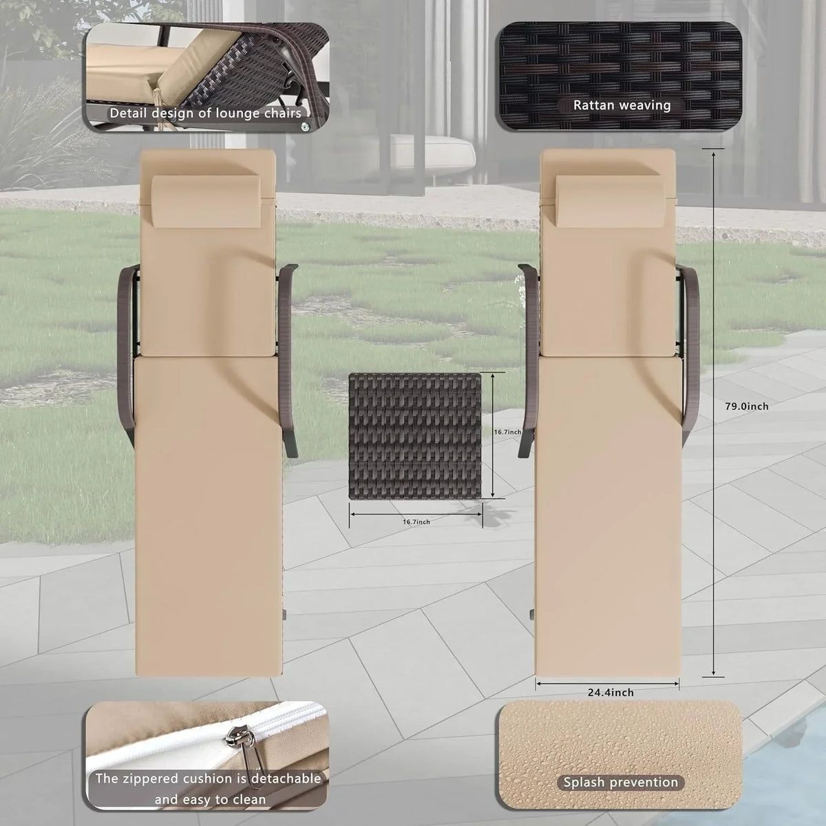 Kullavik 3-teiliges Outdoor-Loungesessel-Set