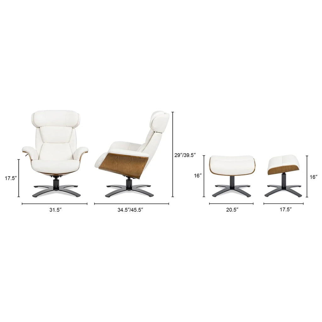 Jovan 31,5 Zoll Relaxsessel aus echtem Leder mit Hocker