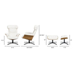 Jovan 31,5 Zoll Relaxsessel aus echtem Leder mit Hocker