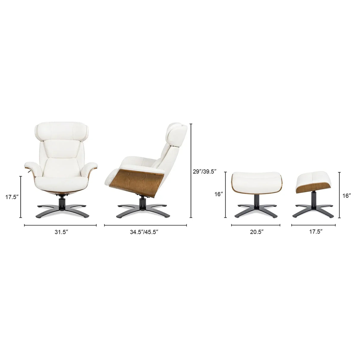 Jovan 31,5 Zoll Relaxsessel aus echtem Leder mit Hocker