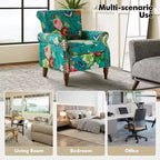 Fauteuil traditionnel Araceli en bois, rembourré à motif floral, avec dossier à oreilles et bordure cloutée| ART OF LIVING DESIGNS
