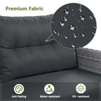 Ensemble de meubles d’extérieur en rotin avec table réglable, fauteuils inclinables et 2 poufs