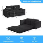 Mjkone 71' 2-in-1 slaapbank, opvouwbare loveseat met geribde stof en knopen, ruimtebesparend