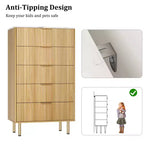 White / Marble & Wood 5-Drawer Dresser ?C Fluted Panel, for 1 Person Use