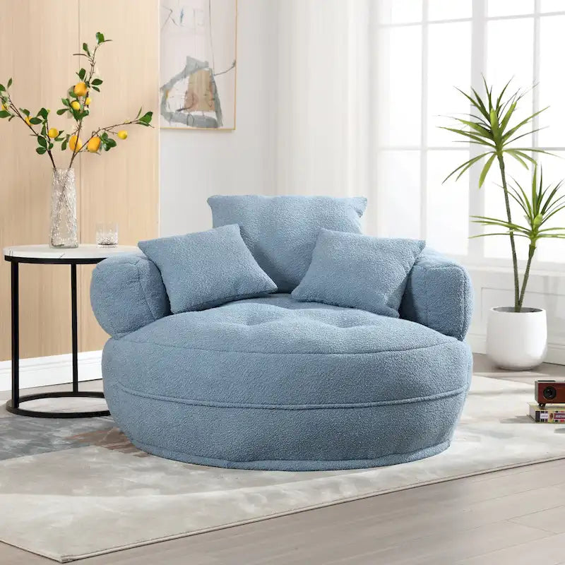 Round Lazy Sofa Chair ?C White/Blue/Grey/Yellow/Orange/Rose Red/Navy/Green, Single & Couple Seat