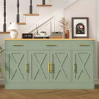 Buffet de rangement Celebalcony, grand meuble de cuisine de 53,4 pouces avec 3 tiroirs et 4 portes, étagère réglable pour la cuisine et le salon