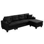 Ecksofa für das Wohnzimmer mit L-förmiger Chaiselongue und Getränkehalter
