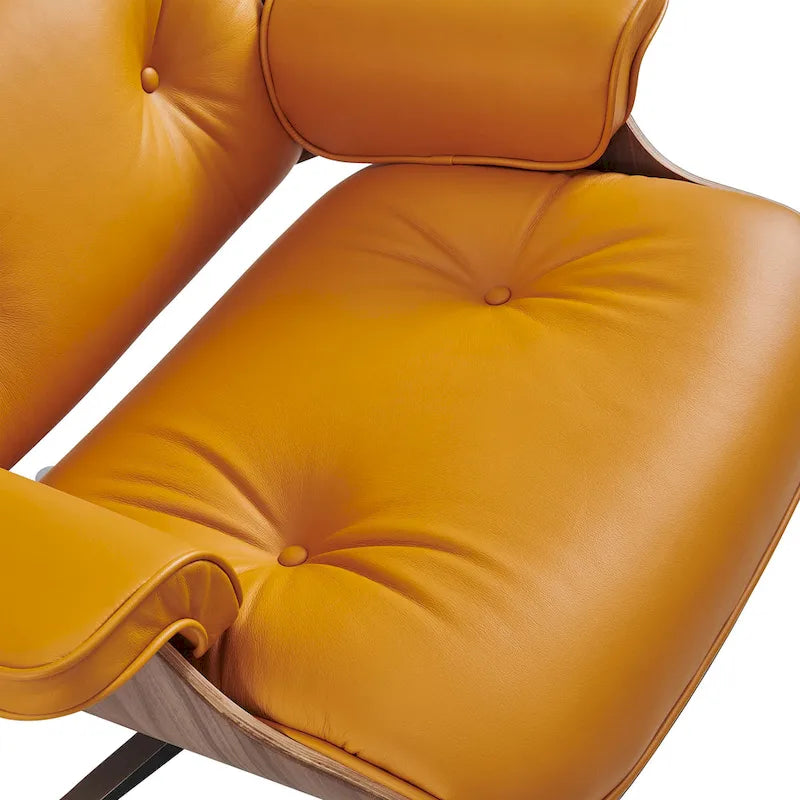 Leren loungefauteuil in mid-century-modern stijl, relaxfauteuil