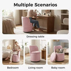 Chaise de coiffeuse pivotante avec rangement, tabouret rond rembourré avec dossier, fauteuil tonneau d’appoint doux et rembourré pour chambre et salon
