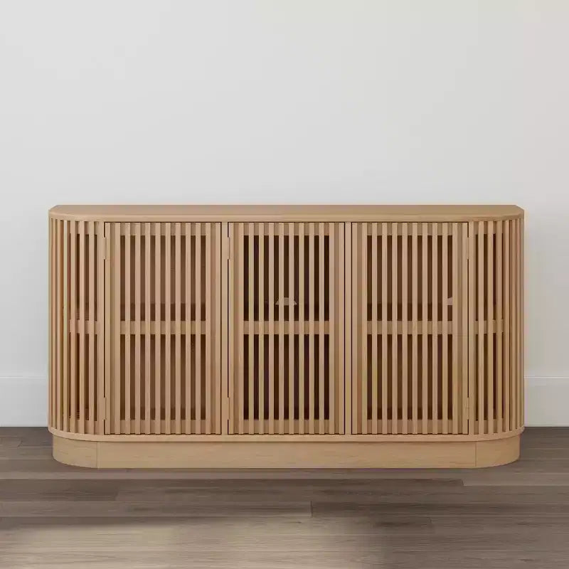 Plank+Beam Contour Solid Wood Sideboard with 3 Doors, 59 TV Stand for Living Room