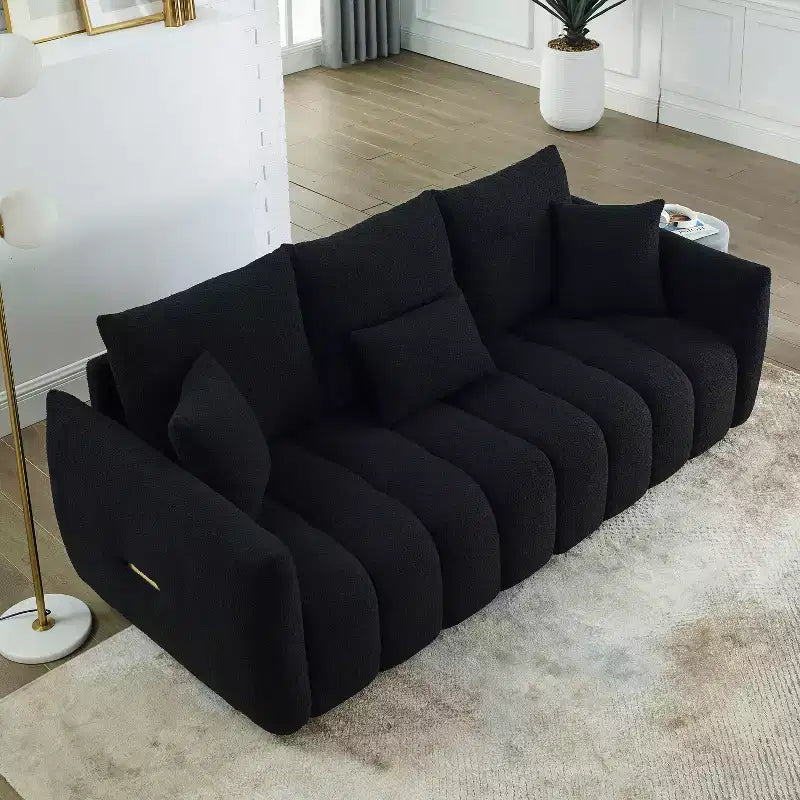 GDFStudio Alanna 79,5 modernes 3-Sitzer-Sofa mit Teddy-Stoffbezug und Kissen