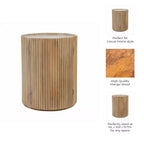 Decoratieve geribbelde houten bijzettafel met marmeren blad en opbergruimte - kleine woondecoratietafel voor slaapkamer of woonkamer