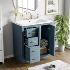 30 Einzelwaschbecken-Badezimmerwaschtisch mit Unterschrank und 3 Schubladen - Schwarz / Blau / Grün / Indigo / Weiß