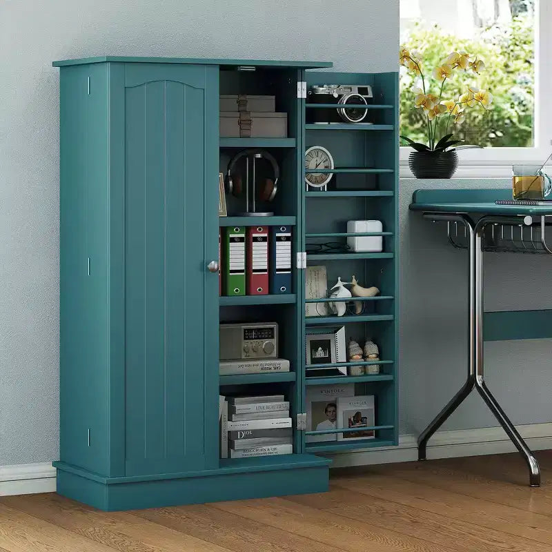 HOMCOM 41-Zoll-Küchenvorratsschrank, Küchenschrank mit 2 Türen, 5-stöckigen Ablageflächen, 12 Gewürzregalen und verstellbaren Einlegeböden für das Esszimmer