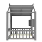 Twin/Full Size House Platform Bed Frame Toddler Floor Bed Kids Montessori Bed Playhouse Bed with Storage Shelf - ModernLuxe