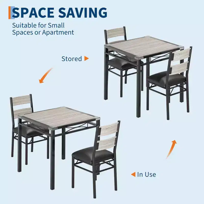 Ensemble de table à manger pour 4 personnes avec 4 chaises rembourrées, ensemble de table de cuisine en bois de 5 pièces avec protection d’angle pour cuisine, appartement ou petit espace