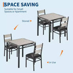 Ensemble de table à manger pour 4 personnes avec 4 chaises rembourrées, ensemble de table de cuisine en bois de 5 pièces avec protection d’angle pour cuisine, appartement ou petit espace