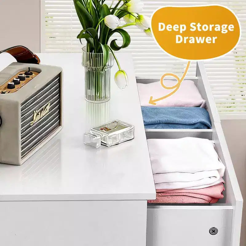 Grande commode Karl Home à 6 tiroirs pour chambre et meuble à tiroirs, construction robuste, organisateur de rangement en bois pour placard, blanche