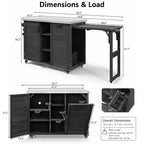 78.3-Inch Outdoor Kitchen Island with Stainless Steel Countertop, Foldable BBQ Station, and Storage Cabinets, Black
