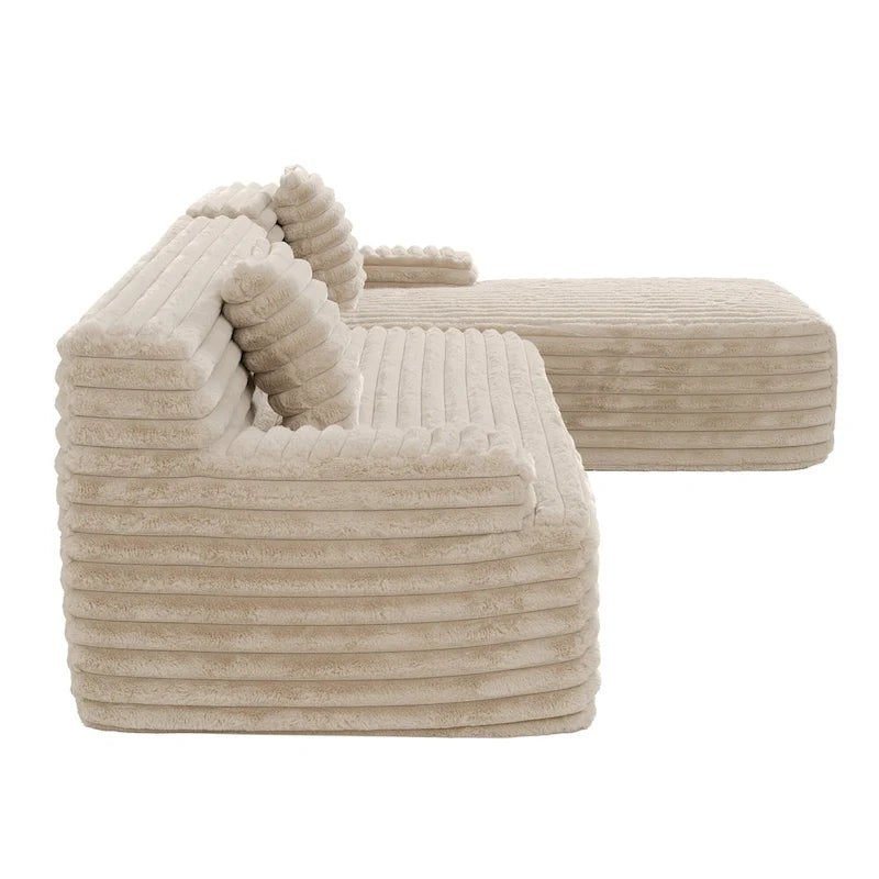 Cloud-Ecksofa, modernes Polstersofa mit 2 Zierkissen, frei kombinierbares Sofa, modulares L-förmiges Ecksofa