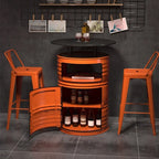 Industrielle schwarze und orangefarbene Metalltrommel-Beistelltische