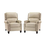 Set aus 2 modernen Elisabete-Sesseln mit hoher Rückenlehne aus echtem Leder und Vintage-Nagelkopfbesatz für Wohnzimmer und Schlafzimmer| ART OF LIVING DESIGNS