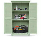 63 Inch Weatherproof Outdoor Storage Shed,with Removable Shelves, Locks,Double Shuttered Doors,Tall Wooden Garden Tool Shed with Floor for Patio,Yard