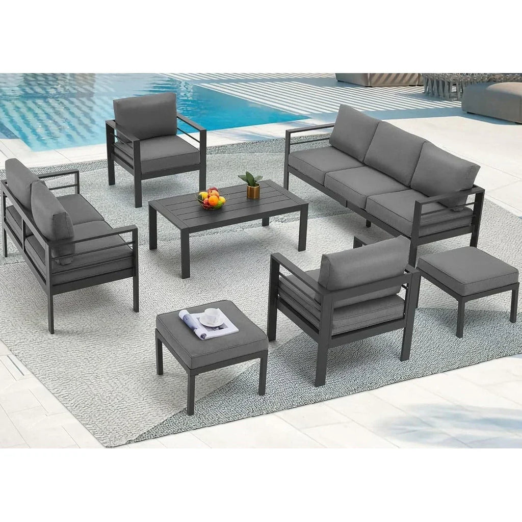 AECOJOY 7-teiliges Aluminiummöbel-Set für die Terrasse, Outdoor-Sitzgruppe