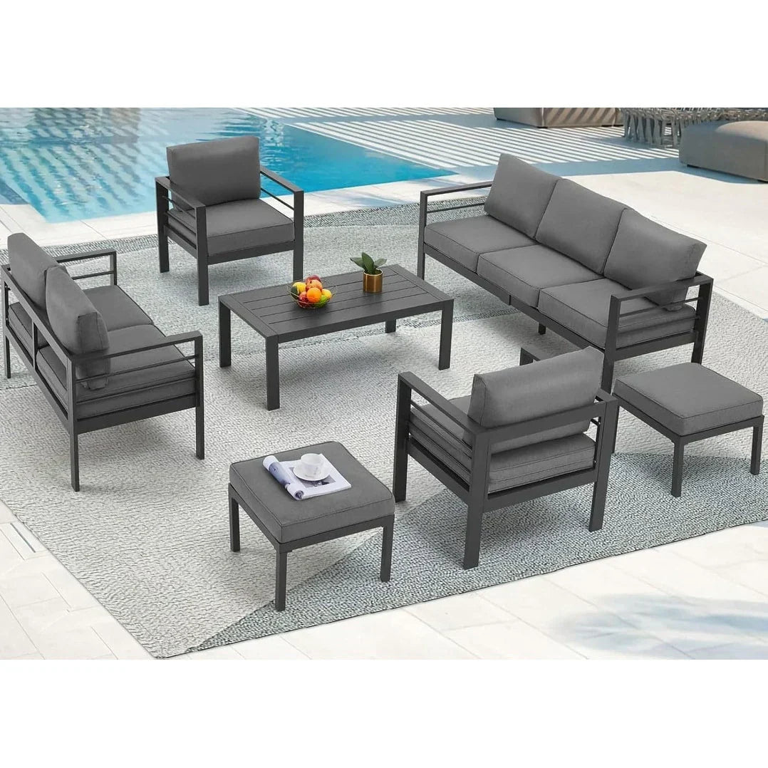AECOJOY 7-teiliges Aluminiummöbel-Set für die Terrasse, Outdoor-Sitzgruppe