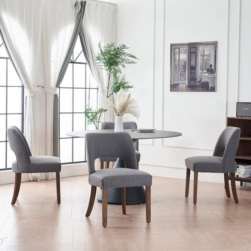 Ensemble de 4 chaises de salle à manger rembourrées en tissu