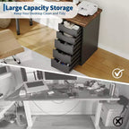 47 Inch Computer Desk with 5 Storage Drawers, Reversible Modern Rustic Study Writing Table, Home Office Workstation for Small Spaces