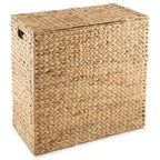 Panier à linge Casafield à 2 compartiments avec couvercle et sacs doublures amovibles, trieur de linge tressé en jacinthe d’eau pour vêtements