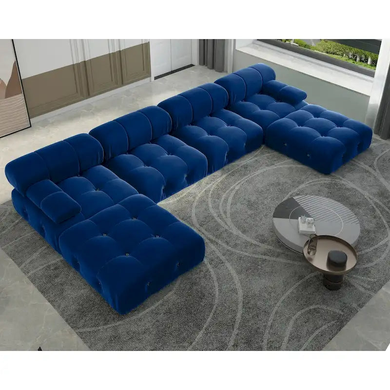 138 modulaire omkeerbare hoekbank, U-vormige minimalistische fluwelen bank