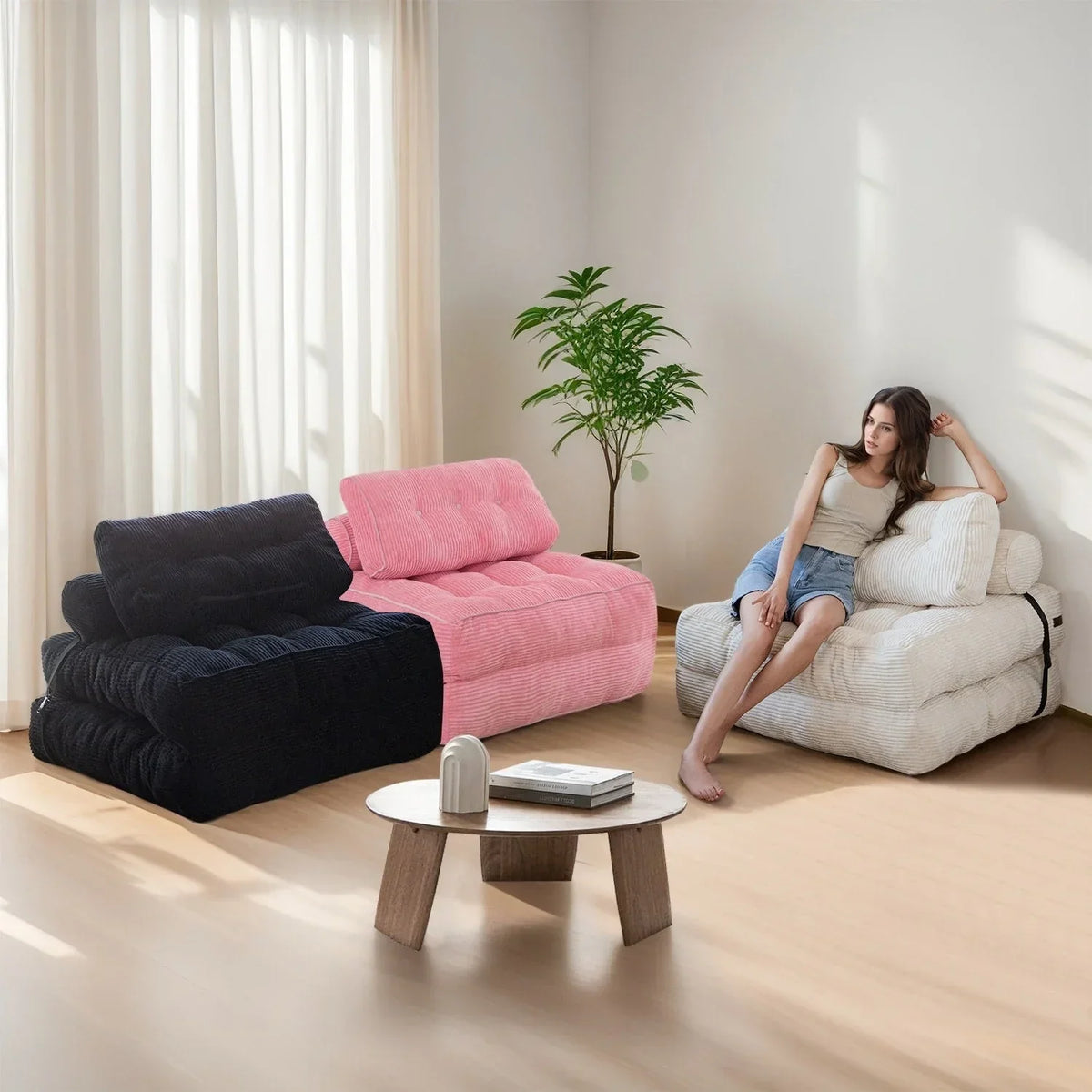 8 Corduroy Folding Couch Sofa Bed,Single