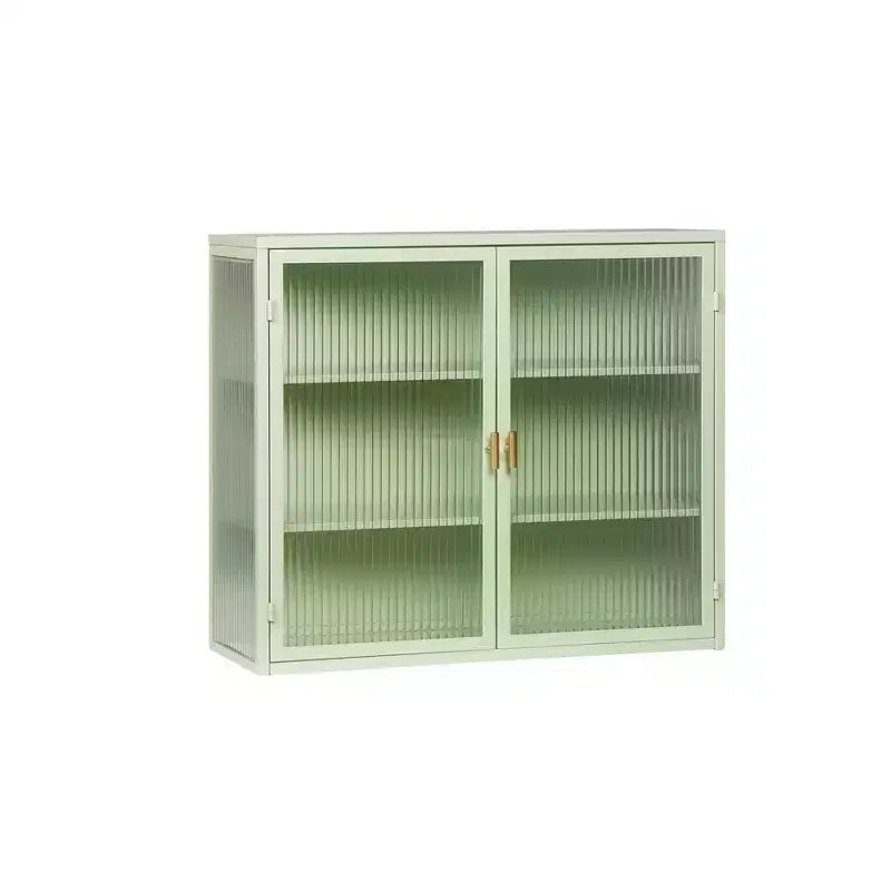Moderner 2-türiger Wandschrank von Okak mit 3-stufigem Stauraum und Glastüren für Eingangsbereich, Esszimmer, Wohnzimmer oder Küche
