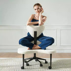 Pinmoco ergonomischer Bürostuhl mit gekreuzter Sitzfläche, höhenverstellbarer Meditationsstuhl, um 360° drehbar, Lordosenstütze, Arbeits- und Bürostuhl, ADHD-Stuhl