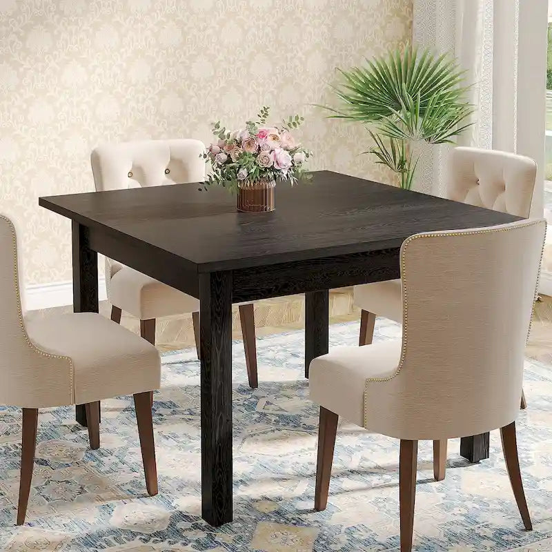 Vierkante eettafel van 39,4 inch voor 2-4 personen met poten van massief hout voor woon- en eetkamer