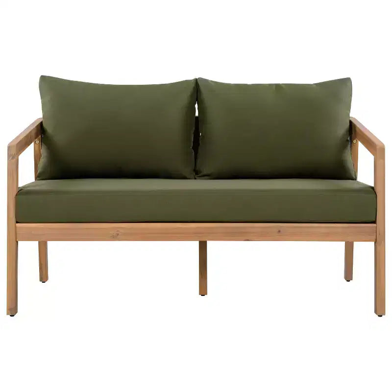 Christopher Knight Home Sunny Modernes 5-teiliges Sitzset aus Akazienholz mit rechteckigem Tisch mit Lattenplatte und 7 Sitzplätzen
