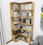 Eckbücherregal aus Holzwerkstoff mit 6 Ablagen