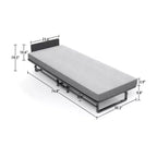 Folding Bed with Mattress, Portable Guest Beds with 4 Wheels, 4 Foam Mattress & Metal Frame, Space Saving Cot Size Rollaway Bed
