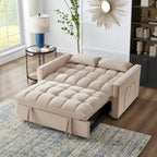 Loveseat-Schlafsofa 4-in-1 mit Armlehnen und Aufbewahrungstaschen, multifunktionales getuftetes Ausziehsofa mit verstellbarer Rückenlehne