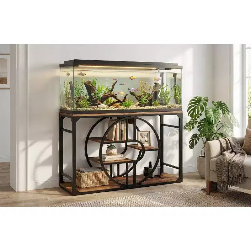 Metall-Aquarienständer für 55–75 Gallonen, belastbarer Fischbeckenständer mit Aufbewahrungsschrank, mehrstufiger Fischbeckenständer mit verstärkten Beinen, geeignet