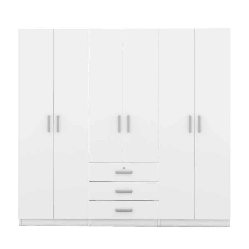 Armoire de rangement en bois à 6 portes avec 3 grands tiroirs pour chambre