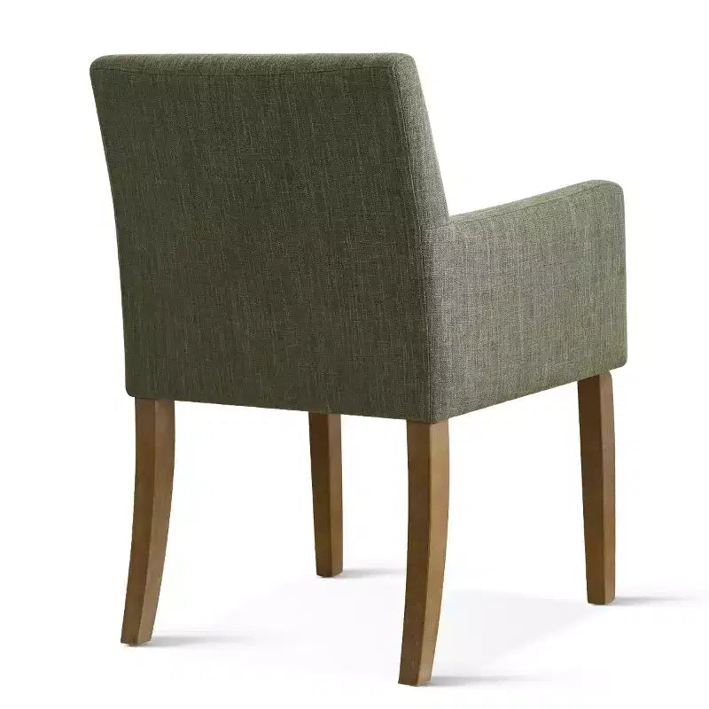 Set van 6 gestoffeerde eetkamerstoelen met armleuningen, moderne linnen fauteuils met houten poten, accentstoelen voor eetkamer en woonkamer - Panipeachy
