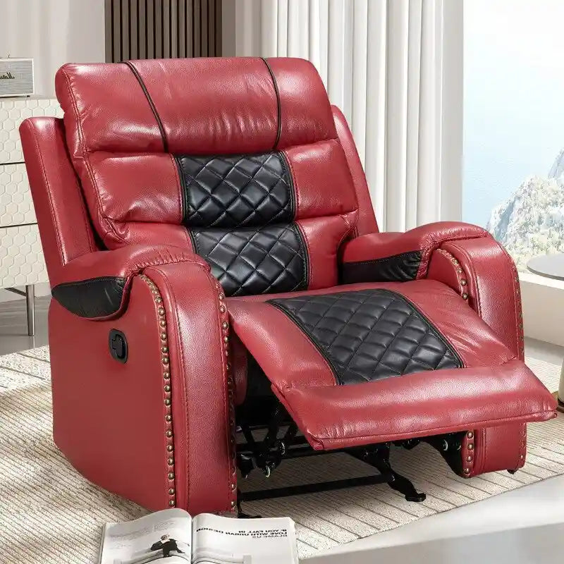 Ruime relaxfauteuil van kunstleer in Amerikaans design voor de woonkamer