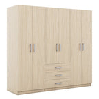 Armoire de rangement en bois à 6 portes avec 3 grands tiroirs pour chambre