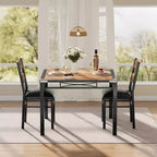 Ensemble de table à manger pour 4 personnes avec 4 chaises rembourrées, ensemble de table de cuisine en bois de 5 pièces avec protection d’angle pour cuisine, appartement ou petit espace