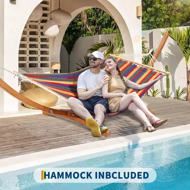 Support de hamac en bois robuste et résistant aux intempéries, universel, incurvé, capacité de 475 lb, pour terrasse, cour et intérieur