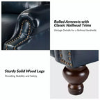 Set aus 2 modernen Elisabete-Sesseln mit hoher Rückenlehne aus echtem Leder und Vintage-Nagelkopfbesatz für Wohnzimmer und Schlafzimmer| ART OF LIVING DESIGNS